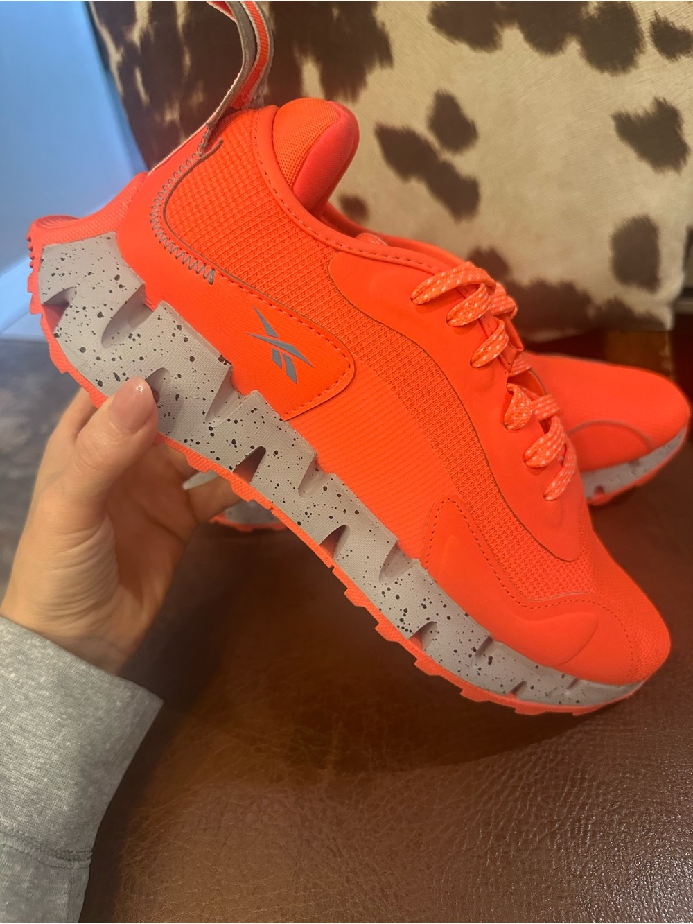 Women Reebok Neon Orange Trail Runner Sneakers (missing insoles)